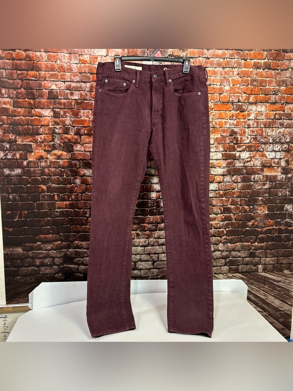 GAP 1969 Mens Slim Fit Burgundy Wash Jeans Size 33x34